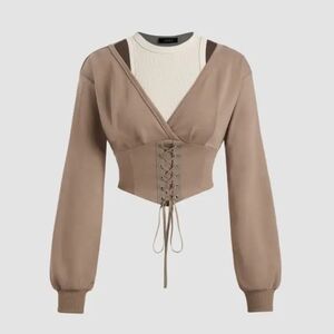Cider Front Laced Cropped Swear With Layered Tank M